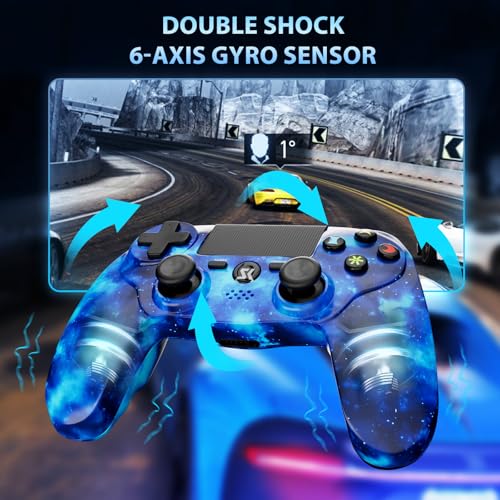 Image of Kujian Wireless Controller for PS4, 2 Pack Controller Compatible with Playstation 4 /Pro /Slim /PC Remote Control, Double Vibration, Touch Pad, Six-axis Motion Sensor, Stereo Headphone Jack(Blue & Red)