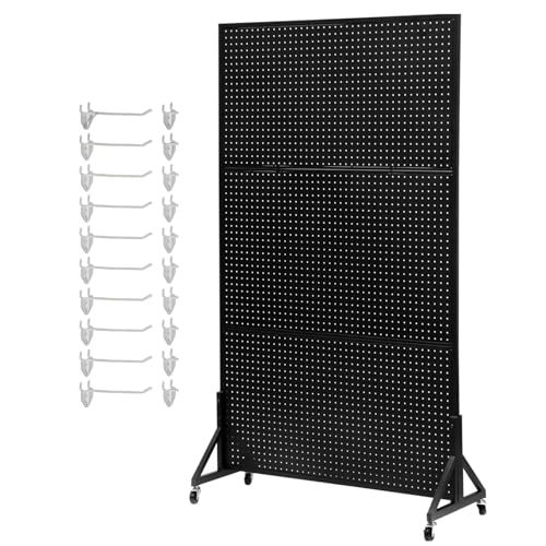RRrawgff Soporte móvil para Paneles Perforados, Estante metálico Ajustable con Ganchos, Organizador versátil para Tiendas, garajes y Montaje de Eventos.