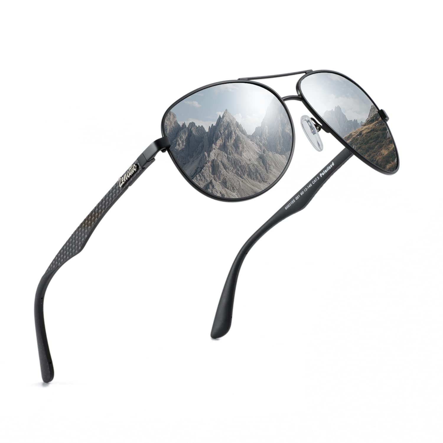 ZENOTTIC Aviador Gafas de sol polarizadas Hombres Mujeres Fibra de carbono Marcos de metal UV400 Protección Unisex Clásico Estilo Retro