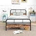 Produktbild Diahomy Metallbett mit Lattenrost Bettrahmen, Bettgestell aus Metall und Holz, Metallbett Doppelbett für Kinderzimmer, Gästezimmer, Wohnung etc., ohne Matratze, 120x200 cm, Braun