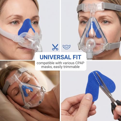 FIQLUL 8 Pièces Coussinets Nasaux pour Masque CPAP, Protection Nez Douce pour Machine PPC, Réduit les Marques et Irritations, Découpable et Universel - Bleu – vue 4