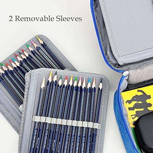 Image of allydrew Large Capacity 72 Slot Pencil Case for Colored Pencils, Stationery Pouch, Blue