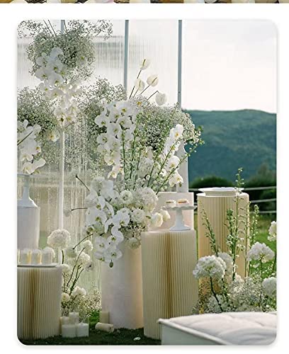 Foldable Paper Columns Display Pedestals Stands For Wedding Engagement Birthday Party Decoration (Cream White, L+Xl+Xxl (D12")) #TOP7