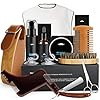 Bartpflege Set, Fixget Bartpflege set für Männer Wildschweinborsten Bartbürste Bartkamm & Bartöl & Beard Balm & Bartschere & Canvas Reisetasche, ideales geschenkset herren