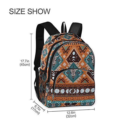 ALAZA Indian Tribal Aztec Geometric Pattern with Skulls Backpack Daypack Laptop Work Travel College Bag for Men Women Fits 15.6 Inch Laptop2