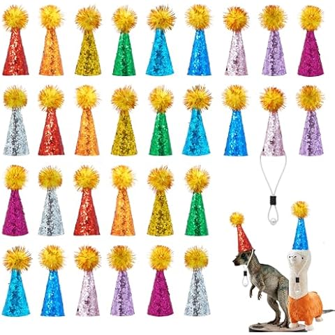 30 Pcs Glitter Mini Party Hats for Toys Cover