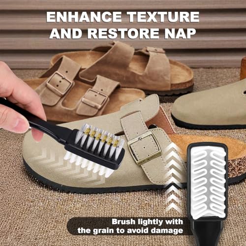 XANGNIER Shoes Cleaning Brush Kit for Birkenstock, 3PCS Suede & Nubuck Care Set with 2-in-1 Shoe Cleaning Brush & Eraser for Birkenstock Sandals,Clogs,Leather Footbeds & More,Ultimate Maintenance Tool