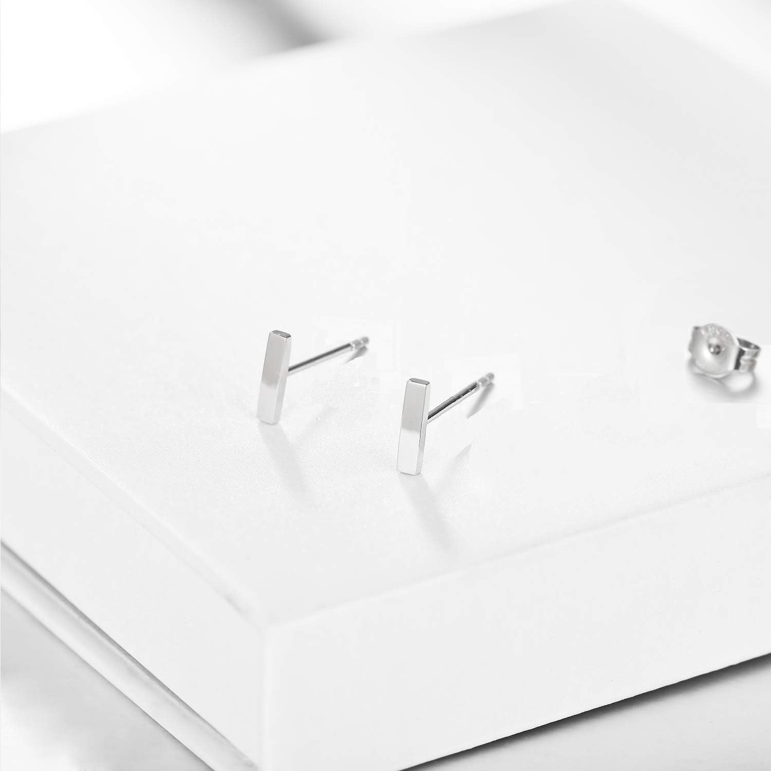 14K Gold Bar Stud Earrings for Women, Real Gold Post Earrings Fine Jewelry Gifts for Her