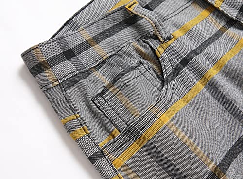 Keevoom Plaid Slim Fit Dress Pants For Men Tapered Golf Skinny Stretch Chino Pants Mens Casual Slacks Suit Striped Business(T6,32) #TOP5