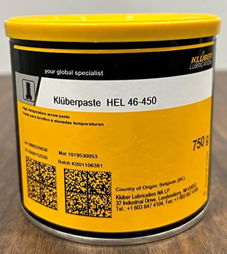 Kluber Lubrication KLUBERPASTE HEL 46-450 Screw Paste-Lubricating & Assembly Paste for Hot Air Ducts-Auto Exhausts-Compressors-Turbochargers 750 g Can