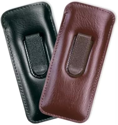 Half Clip Faux Leather Eyeglass Case Soft with Clip, Felt Lining, Slim Slip-In Design, 6