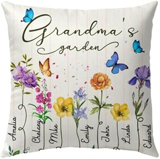 Personalized Square Pillow for Grandmother from Grandchildren Butterflie...