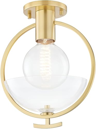 Mitzi H387601-AGB - Soporte semiempotrado contemporáneo moderno de una luz de Ringo Collection en latón con acabado antiguo, 10.38 pulgadas