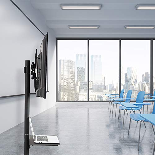 VIVO Universal Mobile TV Cart for 23-55 inch LCD LED Flat Panel Screen TVs up to 55 lbs, Pro Height Adjustable Rolling Black Stand with Laptop Shelf, Locking Wheels - Max VESA 400x400 (STAND-TV04M)