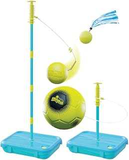 Swingball All Surface 3 in 1 Multiplay - Includes Swingball Tennis, Soccer, and Tailball, Portable Set for Kids, Ages 4+, Yellow/Blue