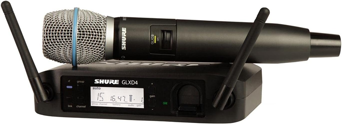 Shure GLXD24/B87A Microphone System with GLXD4 Receiver and GLXD2 Handheld Transmitter with BETA 87A Vocal Mic Capsule
