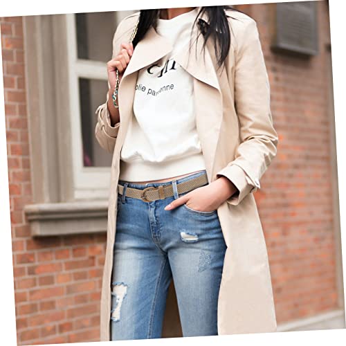 Elastic Woven Waist Belt with Buckle Chic Stretch Fabric Band for Women and Men Stylish Waistband for Dresses Jeans Casual and Formal Wear Beige4