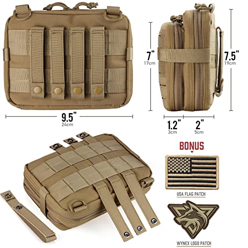 Wynex Tactical Molle Admin Pouch Of Laser Cut Design, Nylon Utility Pouches Molle Attachment Military Medical Emt Organizer With Map Pocket Edc Emt Pack Ifak Tool Holder Universal U.s.a Patch Included #TOP4