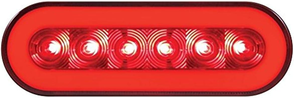 United Pacific 22 LED 6" Oval"GLO" Stop, Turn & Tail Light - Red LED/Red Lens,37128