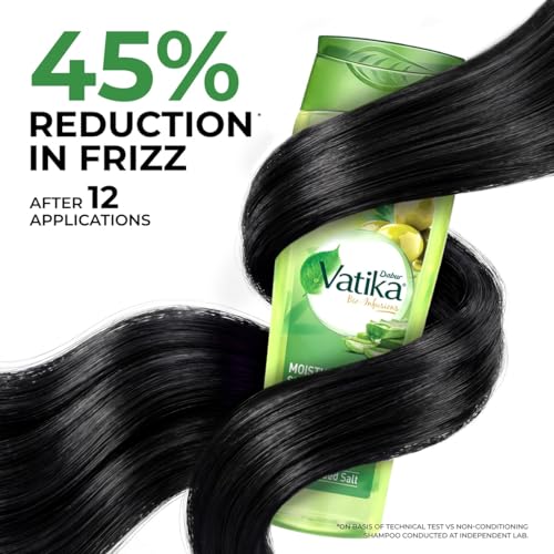 Image of Dabur Vatika Bio-Infusions Moisture Boost Shampoo | Spanish Olive & Aloe Vera | 2% Plant Hyaluron + Hyaluronic Acid | 72 Hrs Hydration Boost | Deep Moisture & Natural Shine | No Added Salt | For Dry & Dehydrated Hair