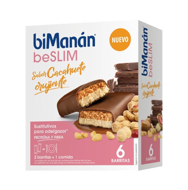 biManán BeSlim Barritas Sustitutivas Cacahuete Crujiente- 2 Barritas Equivalen a una Comida - Dieta...