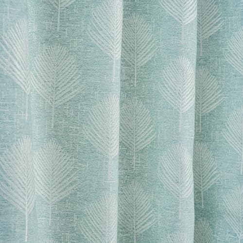 Image of haus & kinder Printed Jacquard Window Curtain 5 Feet Long Pack of 1 Window Curtain, 5 Feet Curtain for Window (Palm Charm, Aqua Nature Design 130x152 CM)