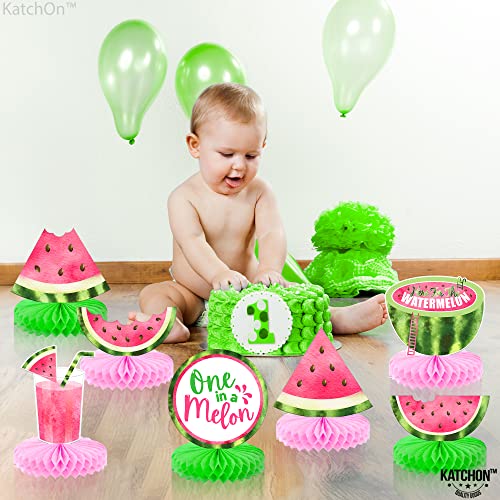 Image of KatchOn, One In A Melon Centerpieces - Pack of 9 | One in a Melon Party Decorations | Watermelon Birthday Decorations, Watermelon Centerpieces for Tables for Birthday, Baby Shower, Summer Party Decor