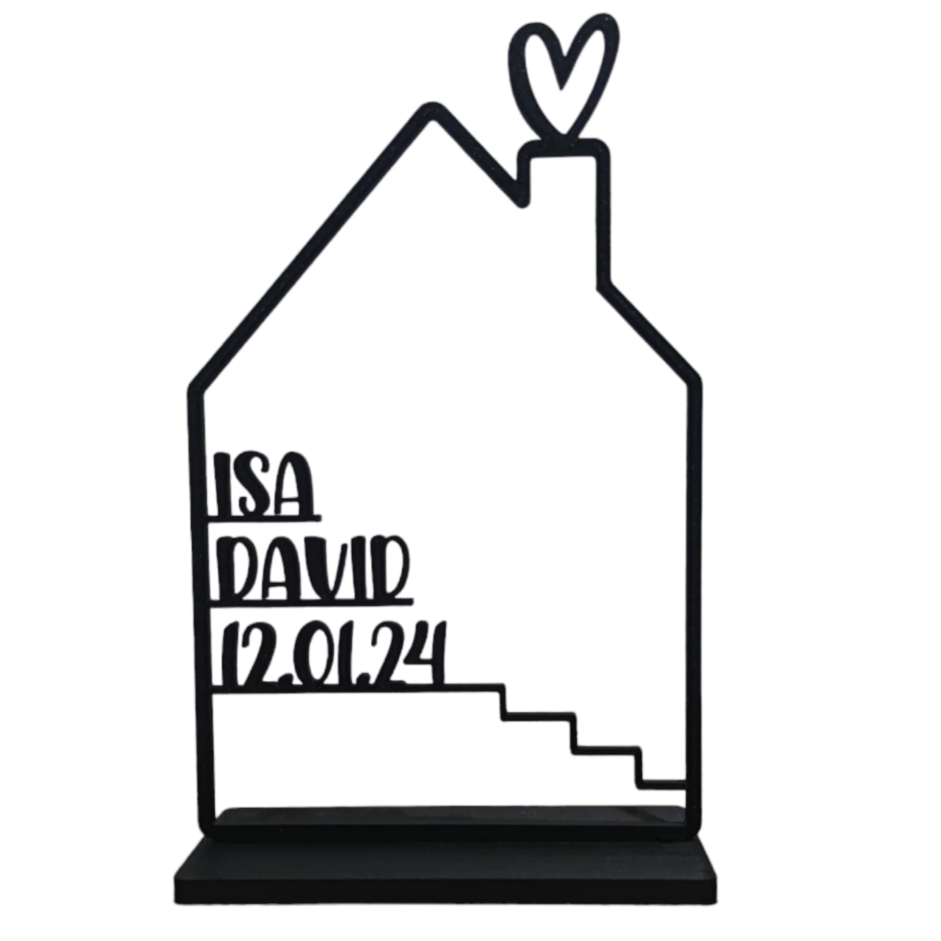 Tres Aristas Casa Personalizada con Nombres para Decoración de Hogar - Regalo Original para Parejas, Aniversarios, Dia de La Madre, San Valentín - Recuerdo único y Especial - Modelo Corazón