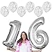 RhinestoneSash 34" Giant Silver '16' Foil Mylar Balloon & Set of 6 Matte Silver Confetti Clear Balloons - 16th Birthday Decorations (Silver) – Baln(16 conf) Silver