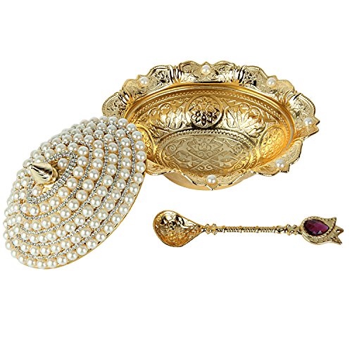 Candy Bowl Coated Handmade Brass Sugar Chocolate Serving Dish Gift For Lovers And You (Pearl Coated) #TOP2