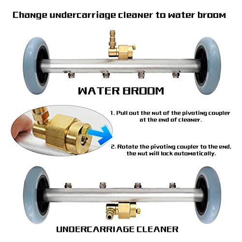 Hourleey 2-In-1 Undercarriage Pressure Washer Cleaner, Power Washer Surface Cleaner, 4000 Psi Dual-Function Undercarriage Water Car Broom Attachment With 16 Inch 2 Pack Extension Wand (Silver) #TOP3