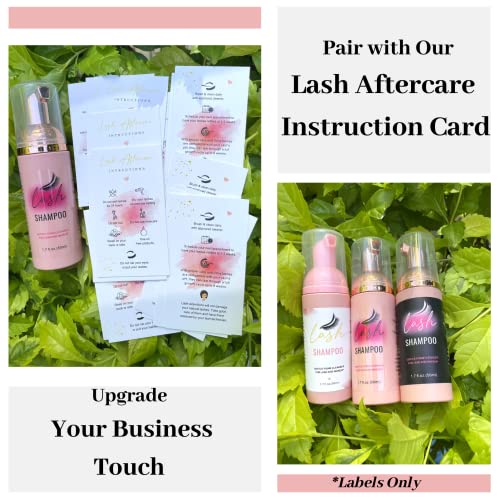 Lash Shampoo Label Stickers for Bottle 50pcs Eyelash Extensions Bath Wash Labels for Foam Pump Dispenser (4 * 2.4", Clear) — view 6