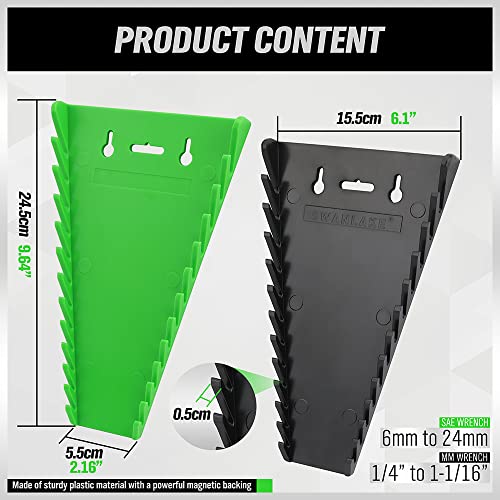 Swanlake 2Pack Magnetic Wrench Organizer Wrench Rack Tool Trays, Premium Quality Wrench Holder Sae(1/4" - 1/16") And Metric(6Mm-24Mm) #TOP1