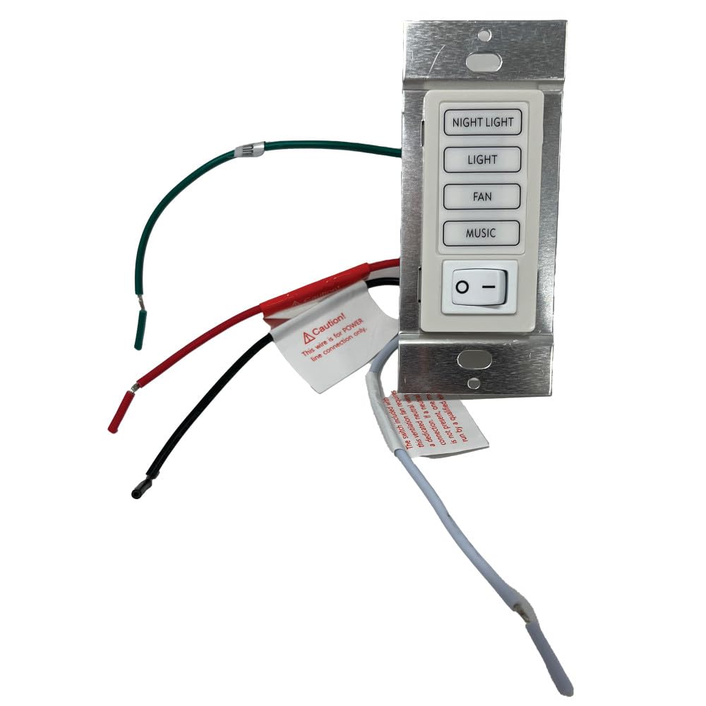 Interruptor de pared para extractor de baño Bluetooth Homewerks, 4 botones, compatible con RF, color blanco miniatura 1