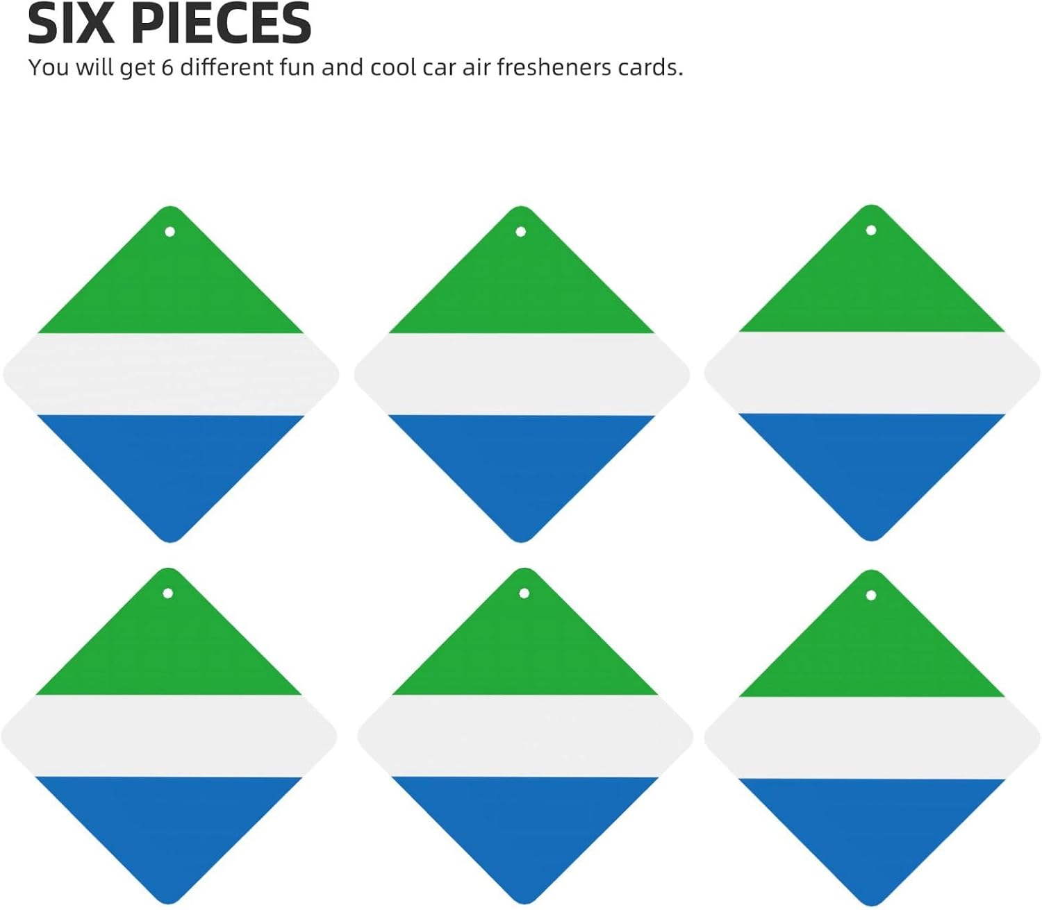Sierra Leone Flag Car Air Fresheners Cards - 6 Pieces,Cardstock Scented Decor For Cars,Bedrooms, Closets image 2