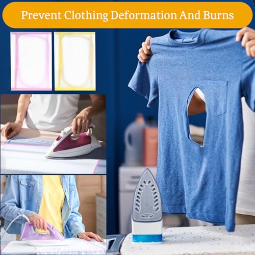 Tweruna 2 Stück Bügeltuch für Dampfbügeleisen, 60 * 40 cm Rosa und Gelbes Bügeltuch zum Schutz Der Kleidung, Chutz-Lsolier-Bügelmatte für Nähbügelstoffschutz