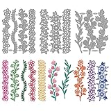 MAYJOYDIY Fustelle in metallo con bordo a fiore, rami di piante, fustelle per goffratura, ...