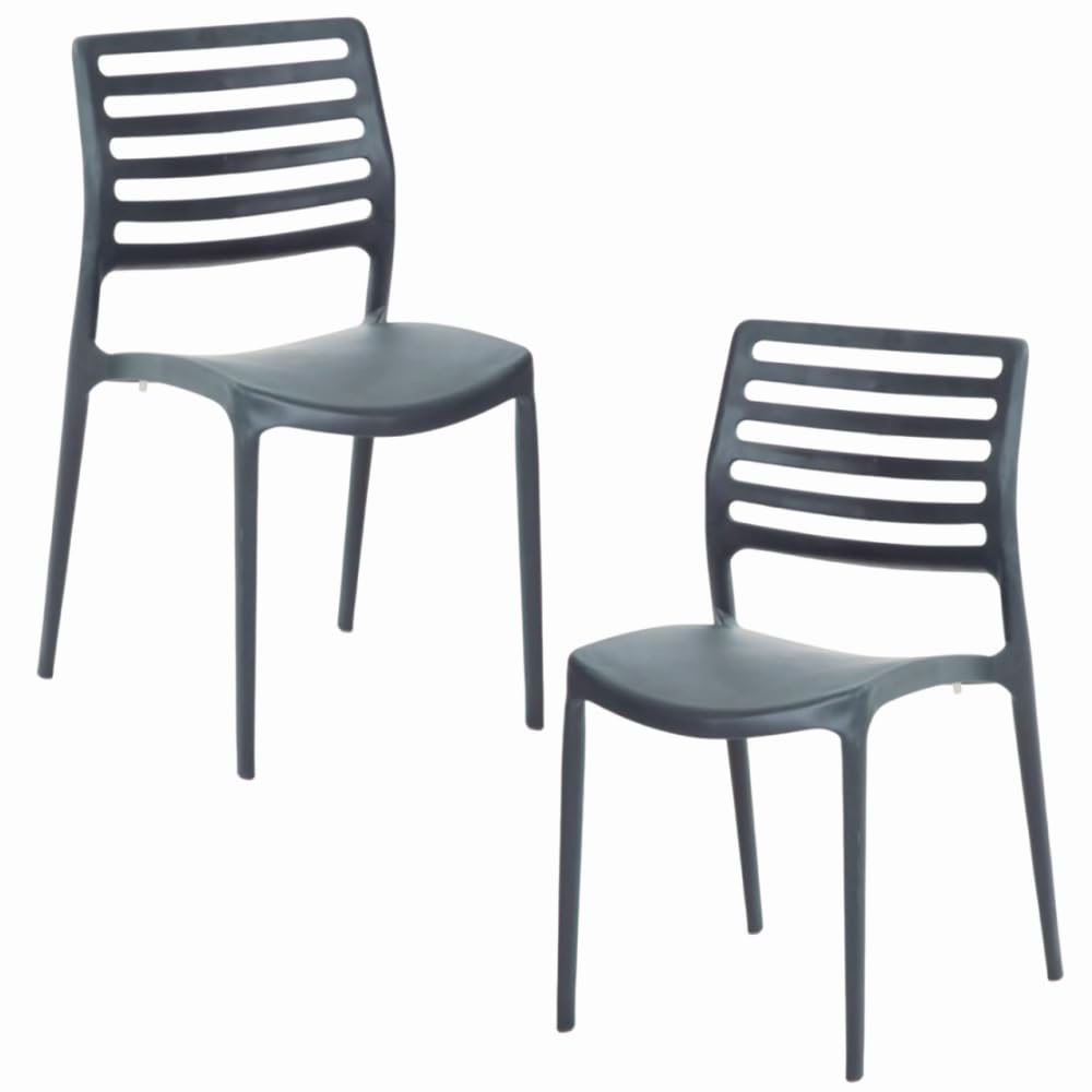 MBH - Silla Color Antracita para hostelería Willy para terraza, Interior y Exterior de Bar, Restaurante y cafetería. Mobiliario hostelería - 2 Unidades. [MBH9212A]