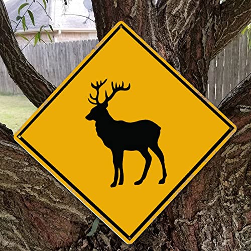 Panneau d'avertissement cerf en métal vintage 38 cm déco murale