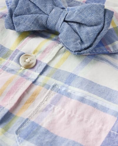 Gymboree,2-Piece Special Occasion Top and Pant Suspender Set,Spring Plaid and Bisquit,9-12 Months