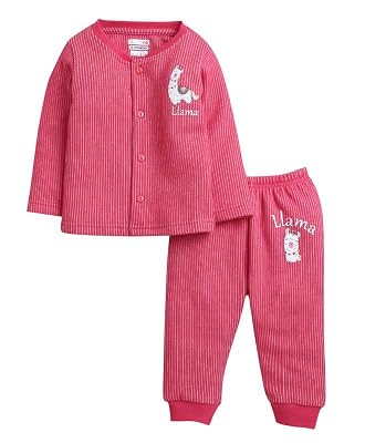 BUMZEE Dark Pink Girls Full Sleeves Cotton Thermal Jabla & Jogger Set Age - 0-3 Months (Peb9633B-dpk)
