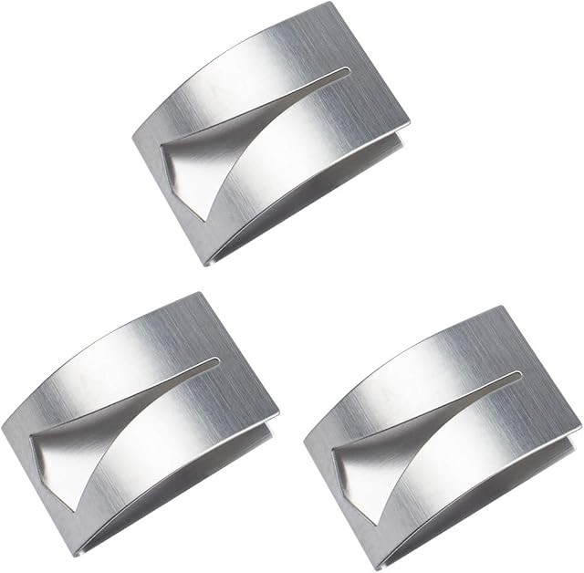 3 PCS Tea Towel Holders, Stainless Steel Hand Towel Hook Self Adhesive Towel Holders for Bathroom Kitchen, No Drilling Require (5 * 7.5cm)