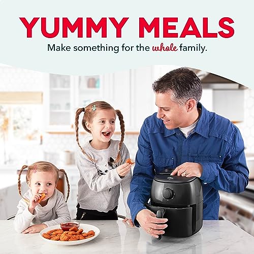 DASH Tasti-Crisp™ Electric Air Fryer Oven, 6 Qt. Family Size, Black – Compact Air Fryer with Large Basket for Healthier Food in Minutes, Ideal for Small Spaces - Auto Shut Off, Analog, 1700-Watt by DASH - Image 3
