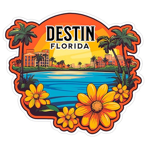 Destin Florida Sticker 4 Inch City Travel Souvenir Destination - Waterproof Vinyl Decal for Laptop Water Bottle Car Tumbler - Durable Aesthetic Long-Lasting Stickers for Adults ID44990