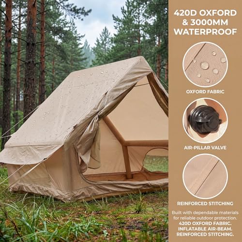 Carpa inflable para 4-6 personas, 4 estaciones, khaki miniatura 6