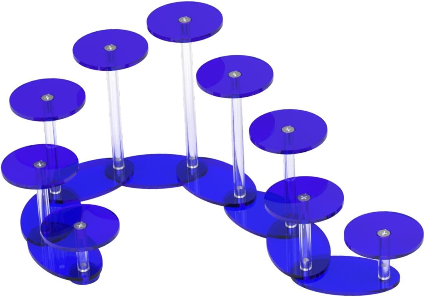 Acrylic Display Stand Round Tiered Riser Jewelry Rack Pedestal Strong Acrylic Structure Stable Placement for Collectibles Suitable for Home Office Des, Blue
