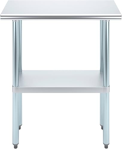 Miniatura 4 de AmGood Mesa de trabajo de acero inoxidable de 14 pulgadas x 30 pulgadas  Mesa de preparación de cocina NSF  Mesa de metal Utitly