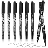 JYSNOW 6 Pièces Marqueur Permanent, Marqueur Noir Indélébile de Nib Double, 0,5/1,0mm Pointe Fine, Sèche Vite, Résistant à l'eau, pour Carton, Plastique, Bois, Métal   Noir