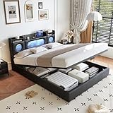 Cama de Matrimonio 140x200 con Luces Led, 140x200 cm)