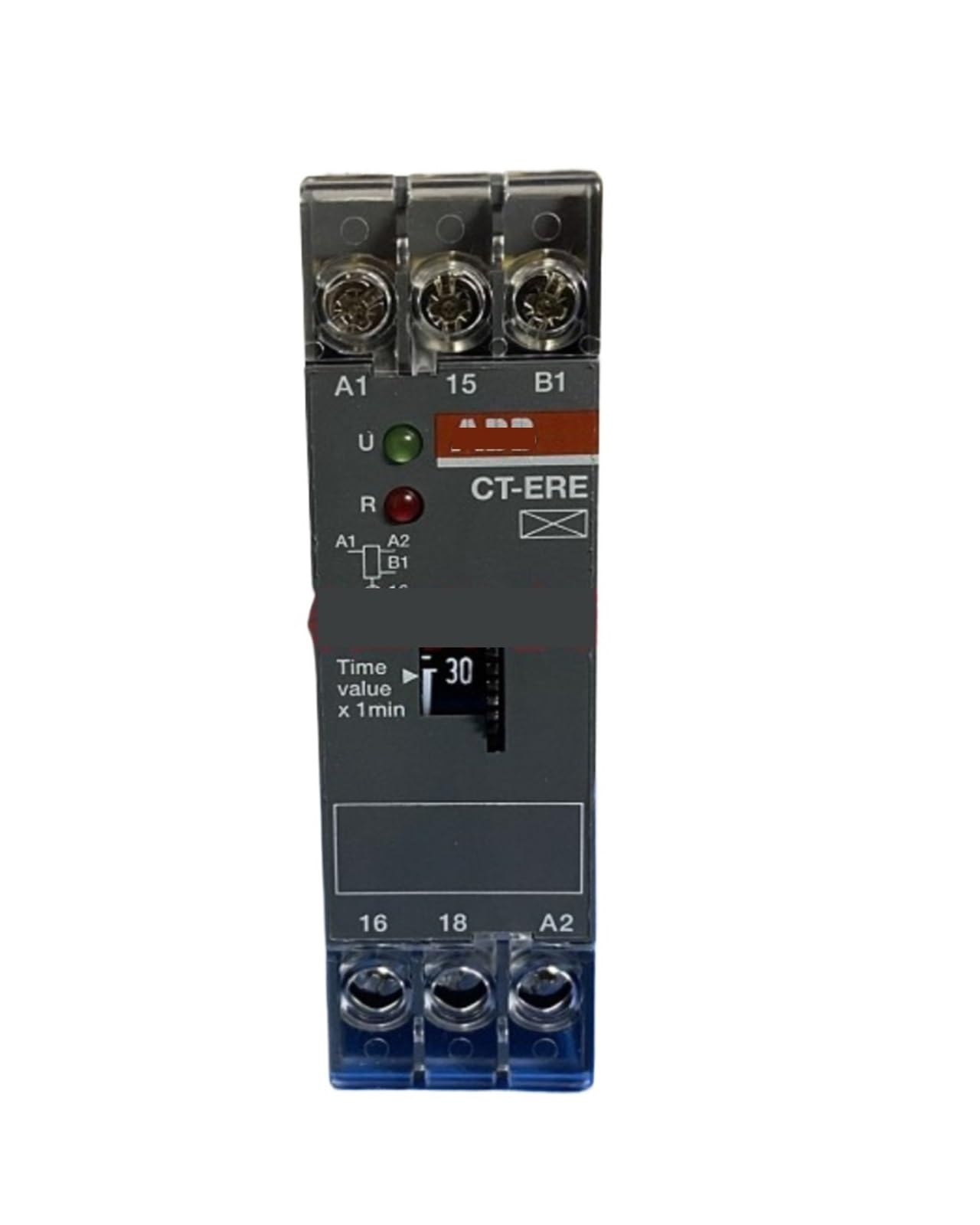 Relè temporizzato CT-ERE 1SVR550107R5100, 1c/o, 0,3-30 min, 24 V CA/CC 220-240 V CA